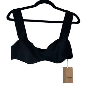 Babylon Collection Satin Blouse Sz 42 (M) Crop Black Festival Italy Bustier A39